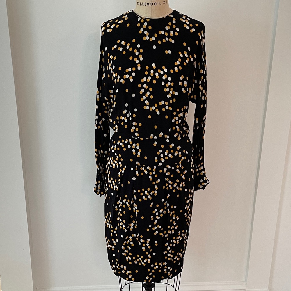 Liz Claiborne  Black and Gold Polka Dot Dress